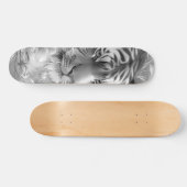 Majestic Fantasy Gray Scale Tiger Head & Florals  Skateboard (Horizontaal)