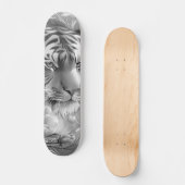 Majestic Fantasy Gray Scale Tiger Head & Florals  Skateboard (Voorkant)