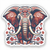 Majestic Floral Elephant - Boho Tribal Sticker (Voorkant)