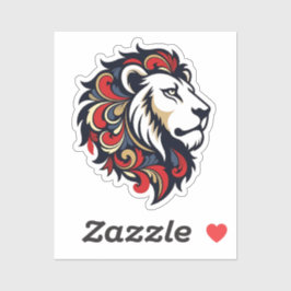 Majestic Floral Lion - Stylized Royal Mascot Stick Sticker