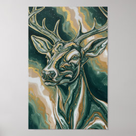 Majestic Forest Stag Fine Art Oil Painting Style Poster