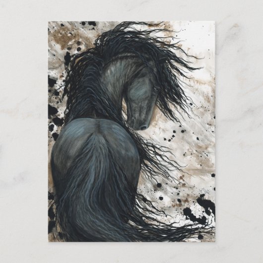 Majestic Friesian Horse par Bihrle Carte Postale (Devant)
