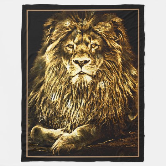 Majestic Gold Lion Fleece Deken (Voorkant)