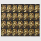 Majestic Gold Lions Pattern Cadeaupapier (Vlak)
