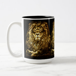 Majestic Gold Lions Tweekleurige Koffiemok