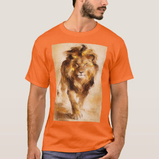 Majestic Golden Lion Abstract Painting Luxury Art T-shirt