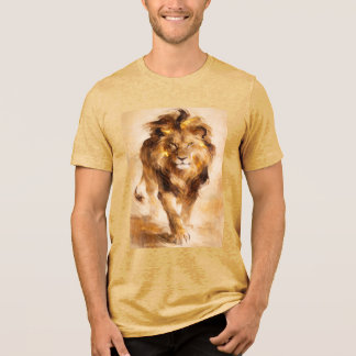 Majestic Golden Lion Abstract Painting Luxury Art Tri-Blend Shirt