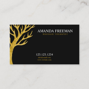 Majestic Golden Tree Massage Therapeut Visitekaartje