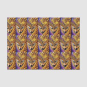 Majestic Golden Ze Wolf Fantasy AI Art print Tissuepapier