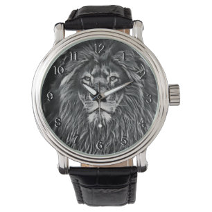 Majestic Gray Lion Horloge