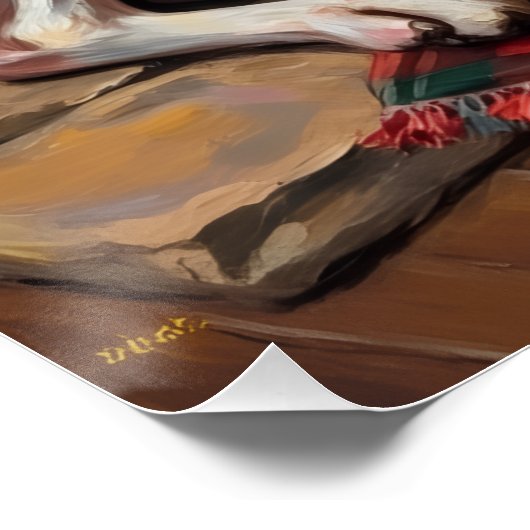 Majestic Great Dane Asleep by Fireplace Cozy Perfect Poster (Hoek)