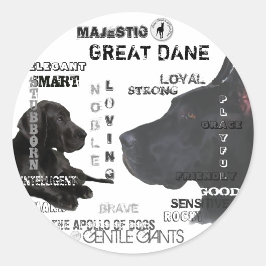 Majestic Great Danes Ronde Sticker (Voorkant)