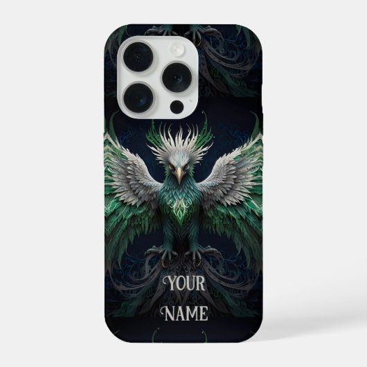 Majestic Green & White Phoenix Bird (Verso)