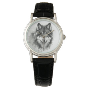 Majestic Grey Wolf Prachtige Waterverf Wildlife Horloge