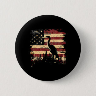 Majestic Heron 4 juli Amerikaanse vlag Natuur SC Ronde Button 5,7 Cm