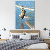 Majestic Heron Bird Ocean Waves Florida Verenigde Canvas Afdruk (Insitu (Slaapkamer))