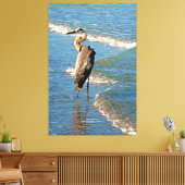 Majestic Heron Bird Ocean Waves Florida Verenigde Canvas Afdruk (Insitu (Woonkamer))