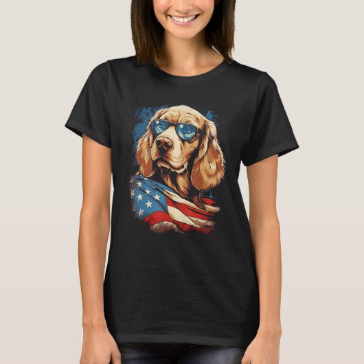 Majestic Hond Amerikaanse Vlag Patriottisch 4 juli T-shirt (Voorkant)