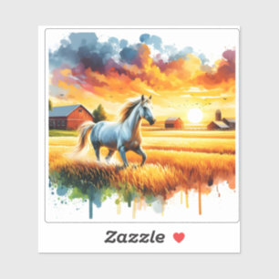 Majestic Horse Canters bij zonsondergang Sticker