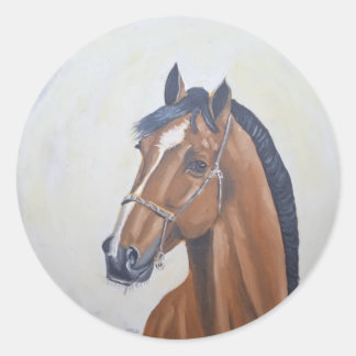 Majestic Horse Portrait T-Shirt Ronde Sticker