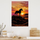 Majestic Horse Silhouette at Sunset Poster | Elega (Cuisine)