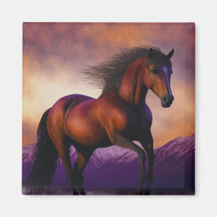Majestic Horse Stallion Animal Mountain Sunset Magneet