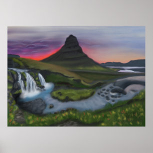 Majestic Kirkjufell: IJslands landschapspanorama Poster