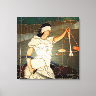 Majestic Lady Justice in Glas in lood Design Canvas Afdruk