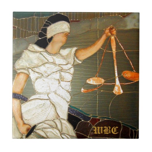 Majestic Lady Justice in Glas in lood Design Tegeltje (Voorkant)