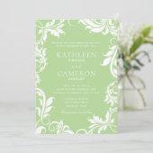 Majestic Leaves Uitnodiging Sjabloon | Bleek groen (Staand voorkant)