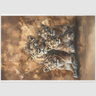 Majestic Leeuw & Cubs Decoupage Tissue Paper Tissuepapier