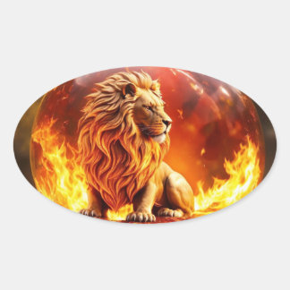 Majestic Leeuw: Koning van het Wilde Ovale Sticker