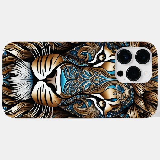 Majestic Leeuw met delicate blauwe details Case-Mate iPhone Case (Achterkant (horizontaal))