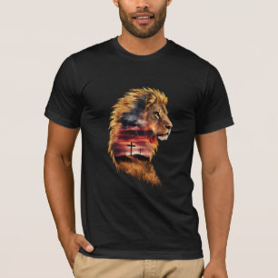 Majestic Leeuw van Juda & Kruisiging (Katoenen T-s T-shirt