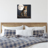 Majestic Leopard and Full Moon Canvas Afdruk (Insitu (Slaapkamer))