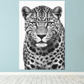 Majestic Leopard Black & White Canvas Print (Insitu (Houten vloer))