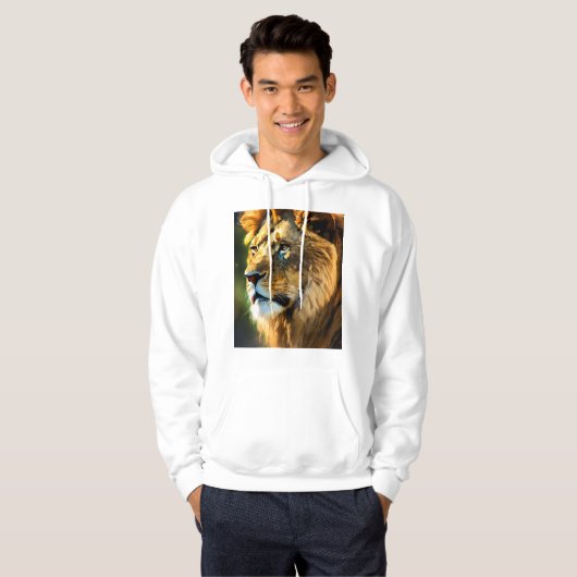 Majestic Lion Drawing T-Shirt | Hand-Drawn Wild An (Voorkant volledig)