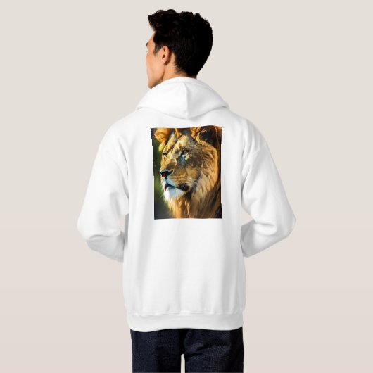 Majestic Lion Drawing T-Shirt | Hand-Drawn Wild An (Achterkant volledig)