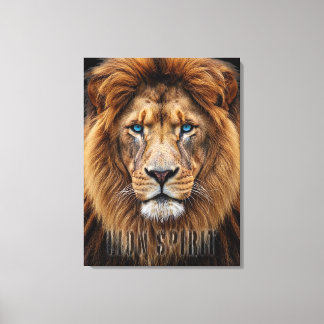 Majestic Lion Face with Blue Eyes | Wildlife Anima Canvas Afdruk