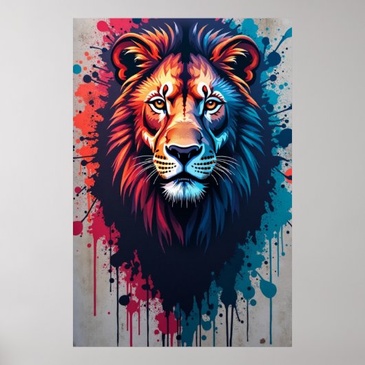 Majestic Lion Graffiti Art Poster (Voorkant)