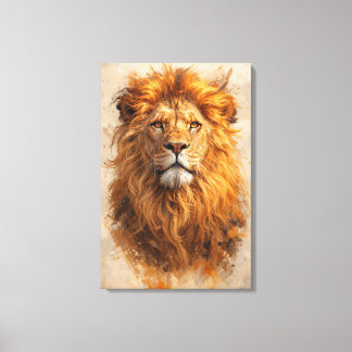 Majestic Lion Portrait – Golden Power Canvas Print