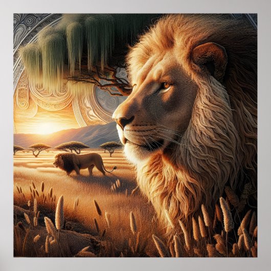 Majestic Lion Roaming met ontzag Poster (Voorkant)