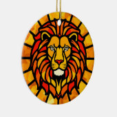 Majestic Lion Sunburst Circle Design Keramisch Ornament (Rechts)