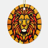 Majestic Lion Sunburst Circle Design Keramisch Ornament (Links)