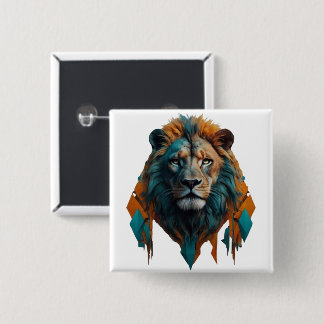 Majestic Lion Vierkante Button 5,1 Cm