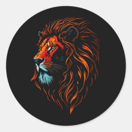 Majestic Lion's Face Classic Round Sticker