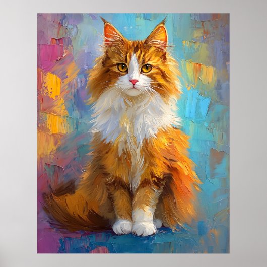 Majestic Maine Coon Cat – Regal Digital Portrait Poster (Voorkant)