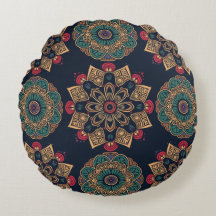 Majestic Mandala Muse Round Coussin