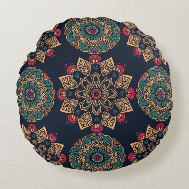 Majestic Mandala Muse Round Coussin (Devant)