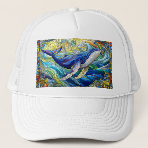 Majestic Marine Mozaïek Een Glas in lood Walvis Trucker Pet